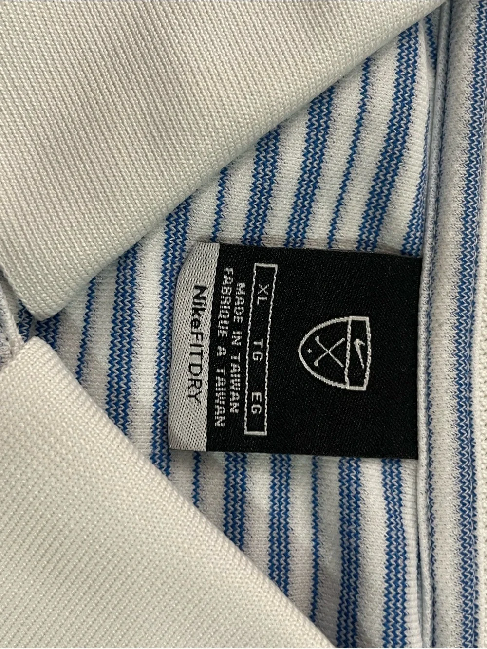 Nike Golf Fit DRY Polo Shirt Mens XL Blue White Fine Stripe Short Sleeve 234073